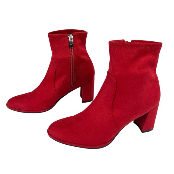 Marc Fisher Red Suede Block Heel Boots Womens Size 7.5 - Picture 3 of 14